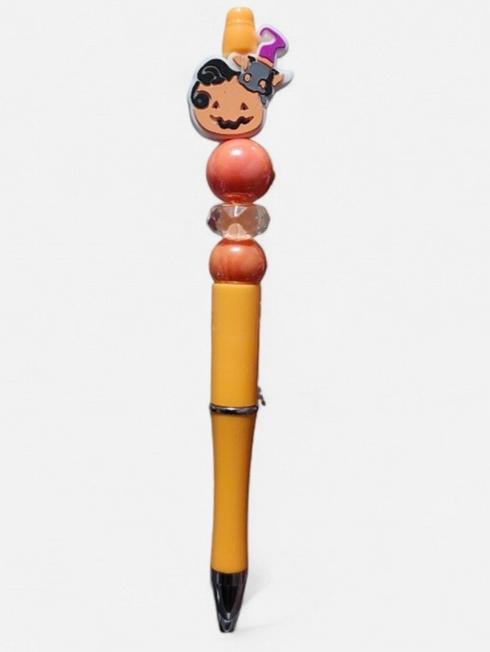 Halloween Jack O Lantern Beaded Ballpoint Twist Pen Orange